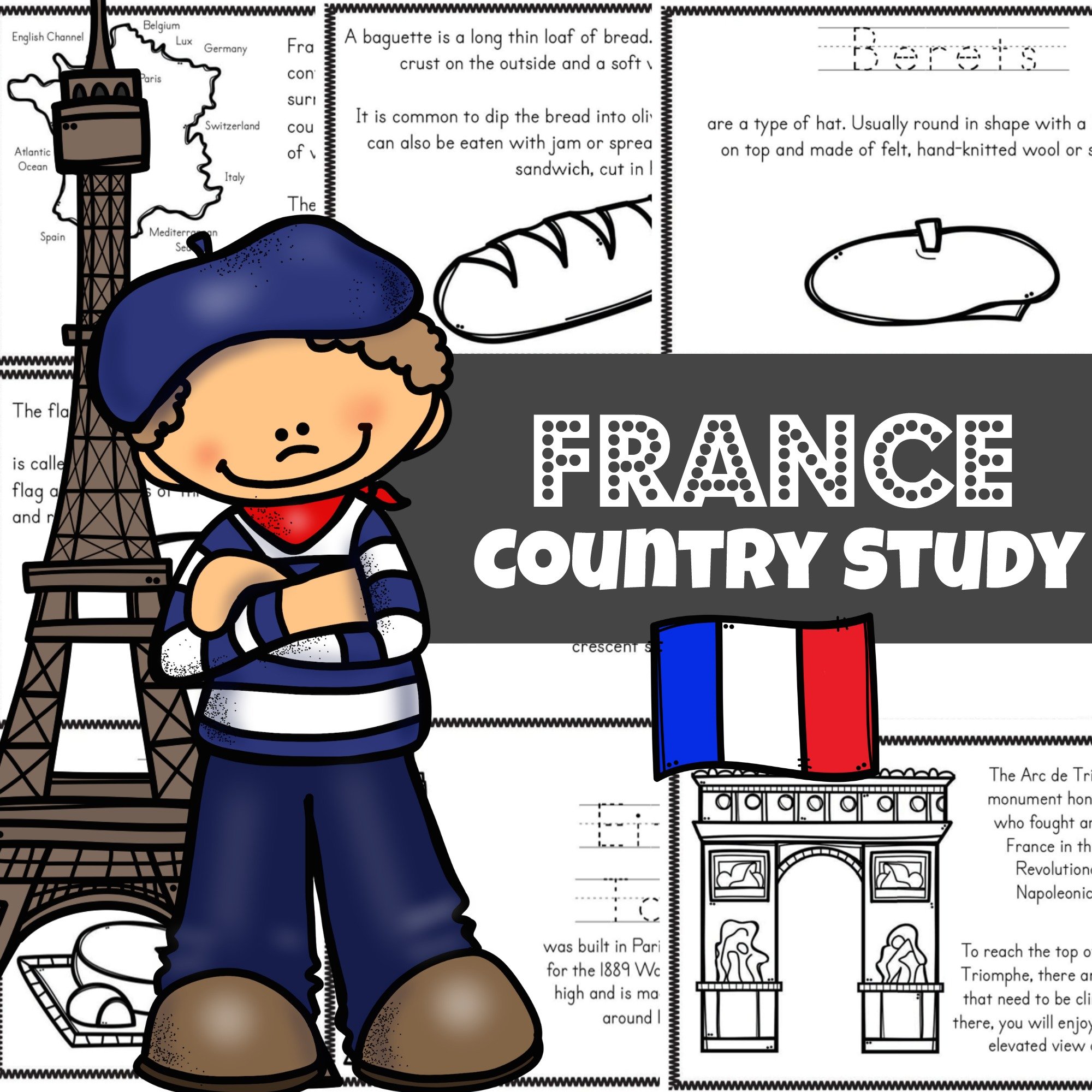 France for kids printable mini book
