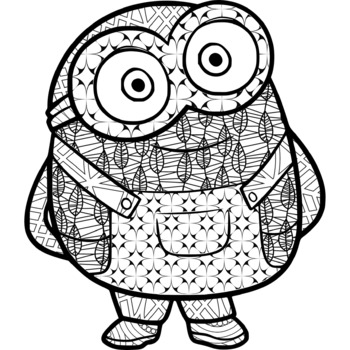 Minion coloring pages with beautiful pattern by kullapong sisakpratum