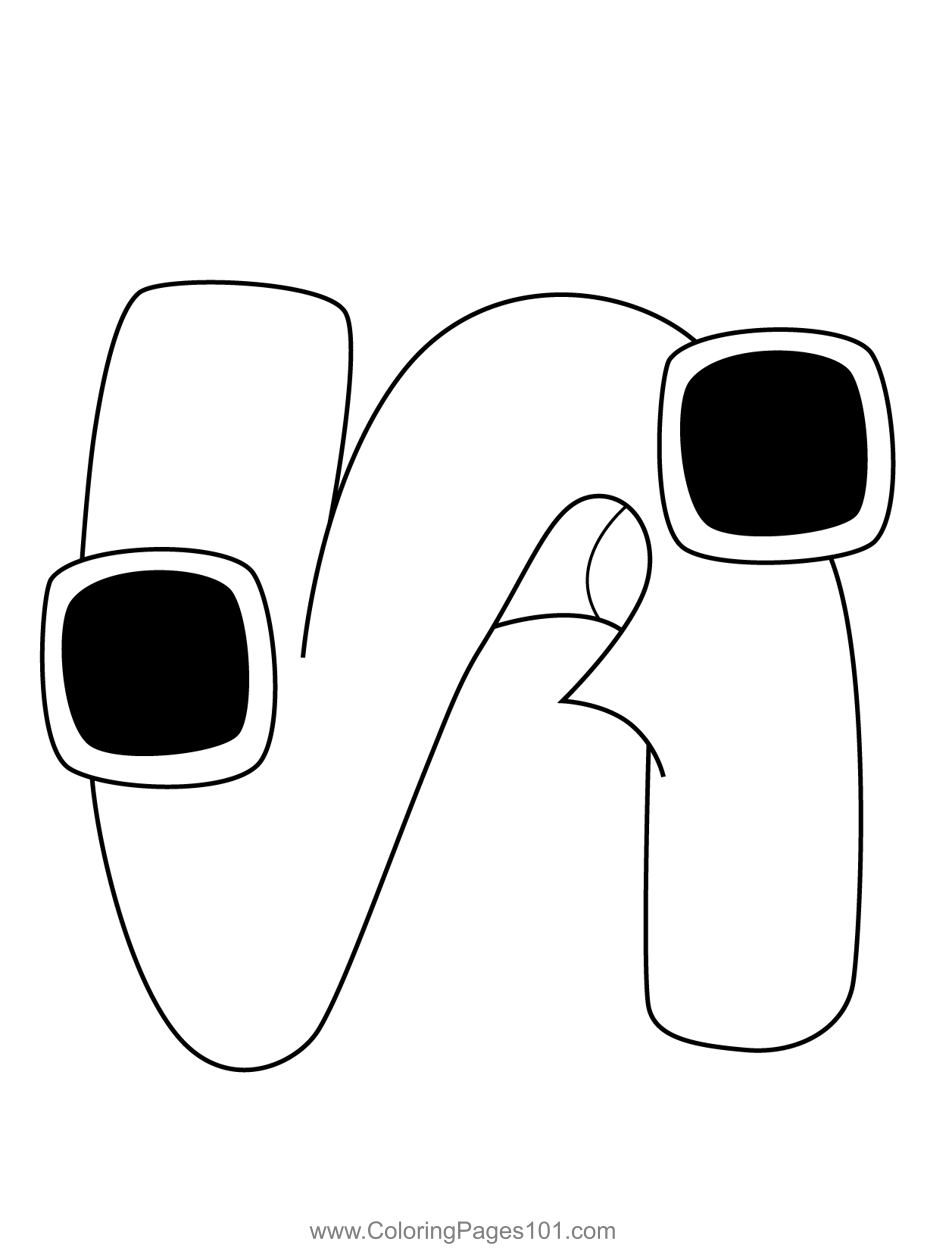 N lowercase alphabet lore coloring page for kids