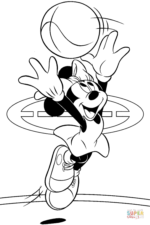 Minnie mouse catching the ball coloring page free printable coloring pages