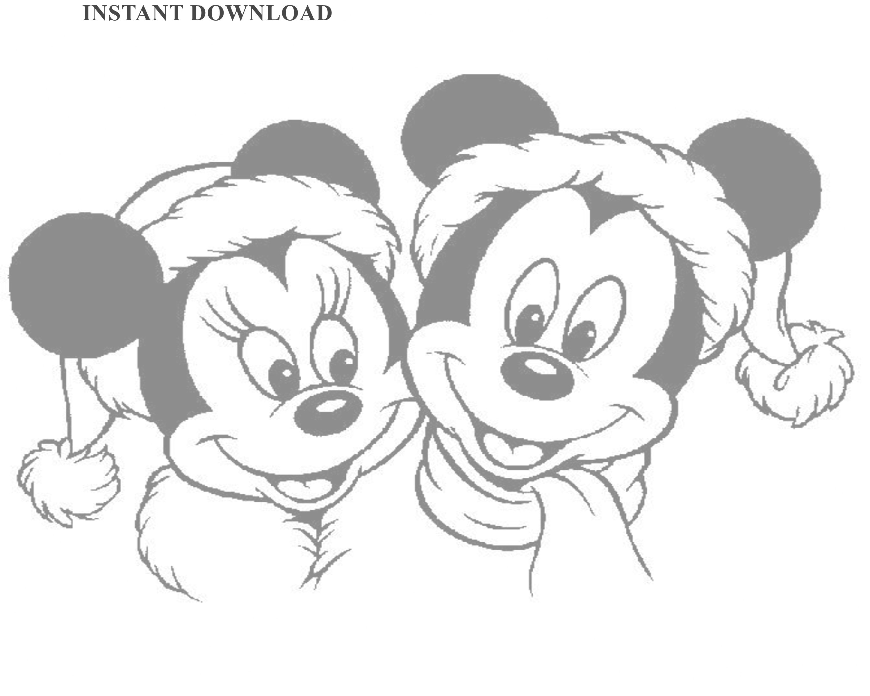 Printable mickey and minnie christmas picture coloring pageinstant downloaddigital file x printable kids coloring download