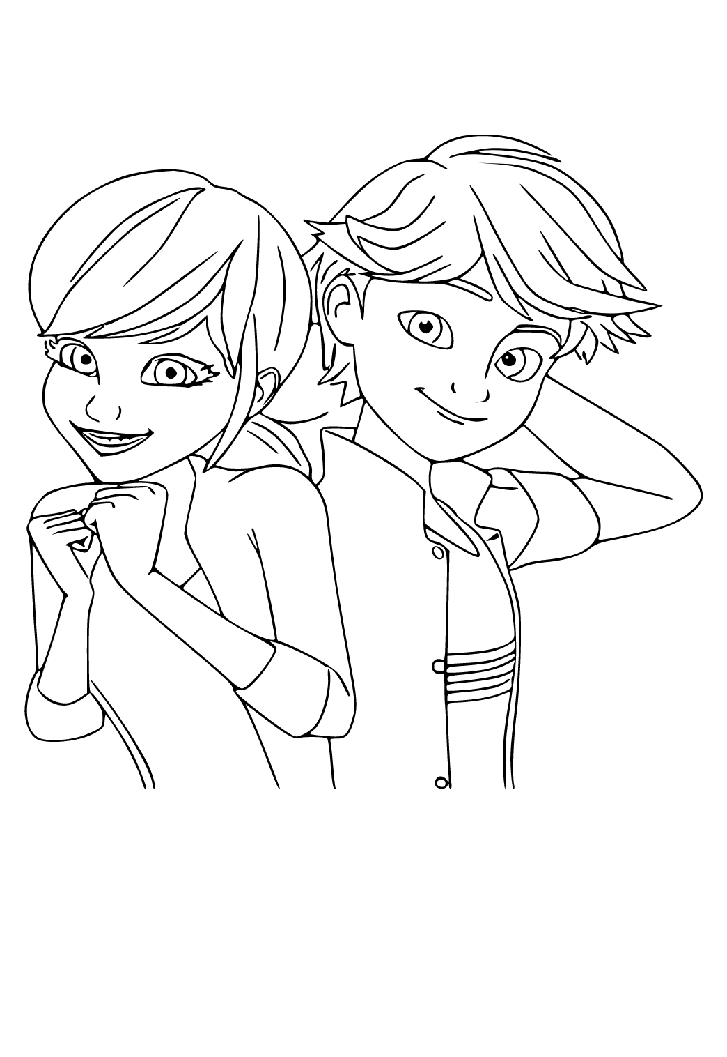 Free printable miraculous pair coloring page for adults and kids