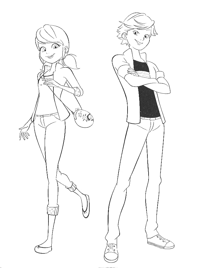 Miraculous ladybug coloring pages with marinette