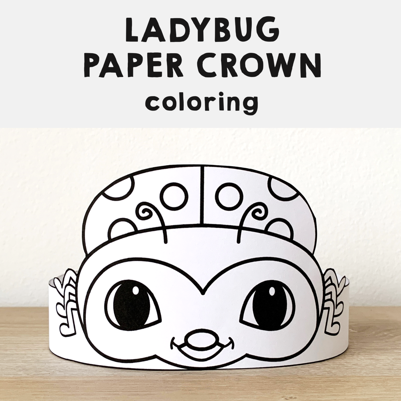 Ladybug paper crown printable coloring craft made by teachers
