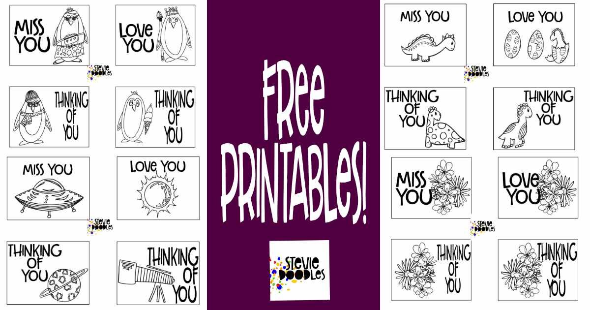 Free thinking of you cards to color â stevie doodles