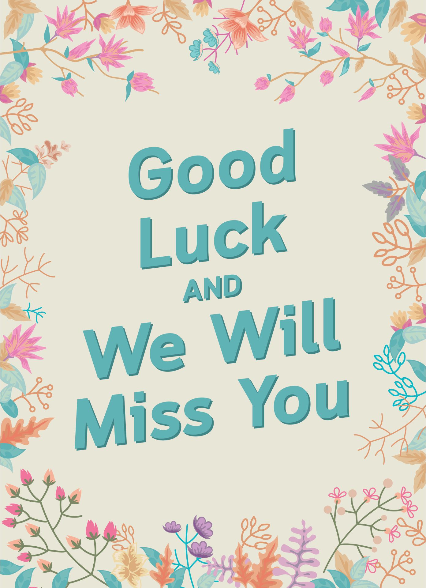 Free printable we will miss you card template