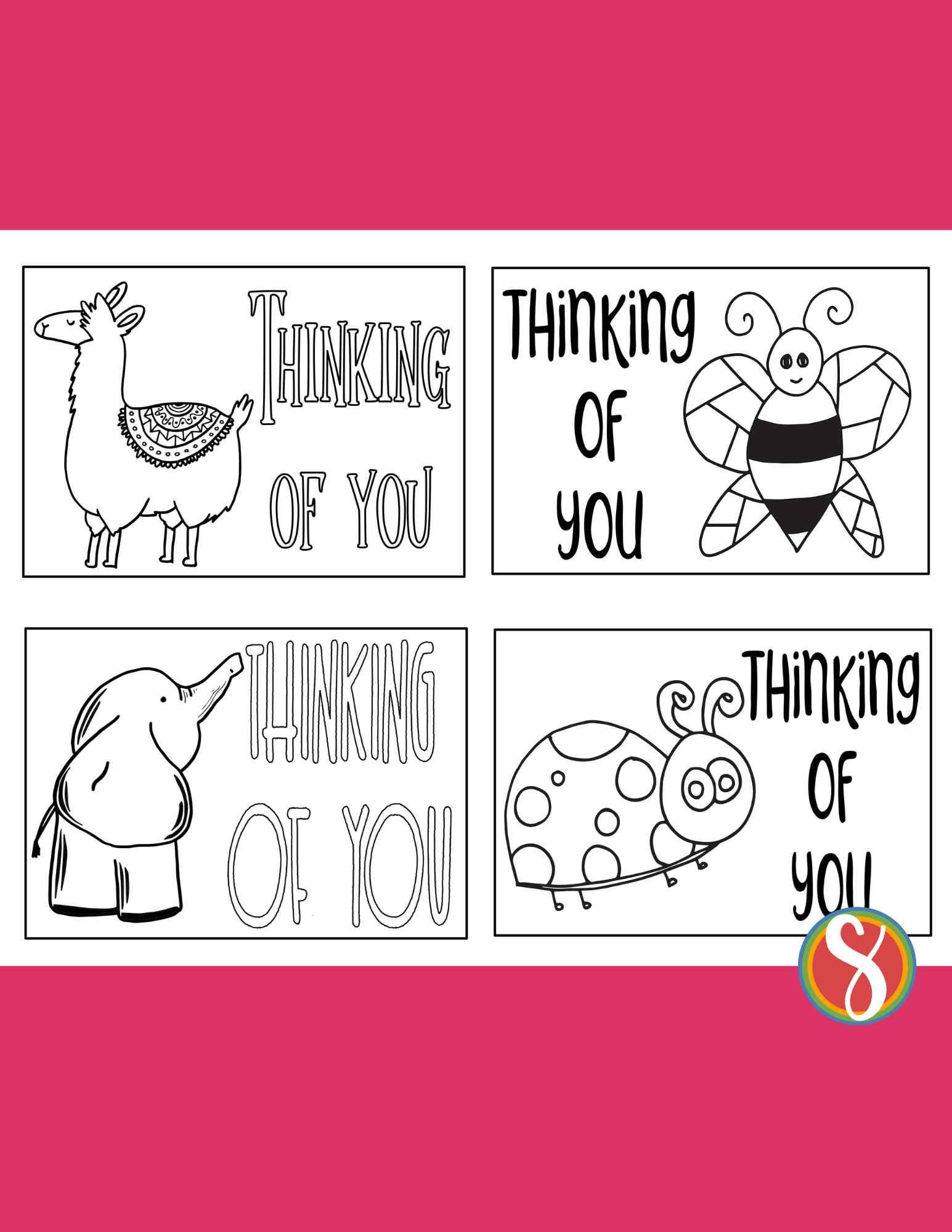 Free thinking of you cards to color â stevie doodles