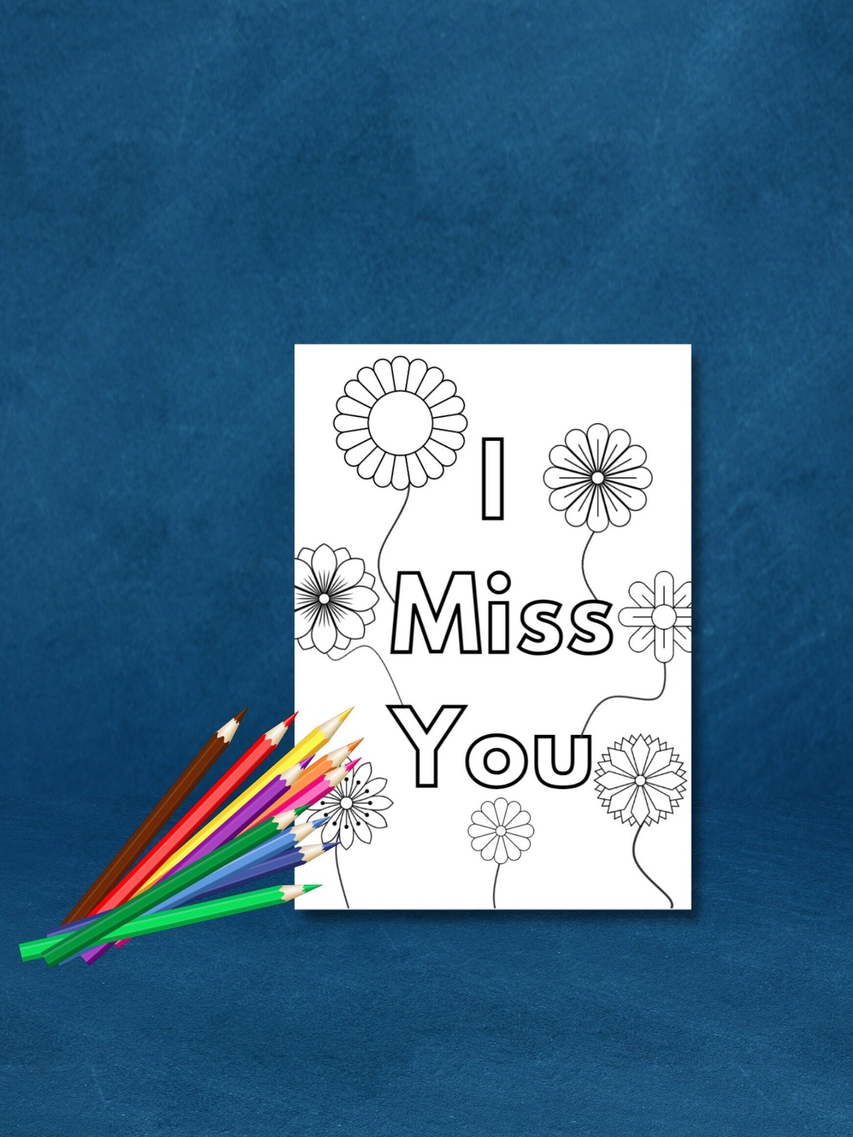 I miss you coloring sheet simple design