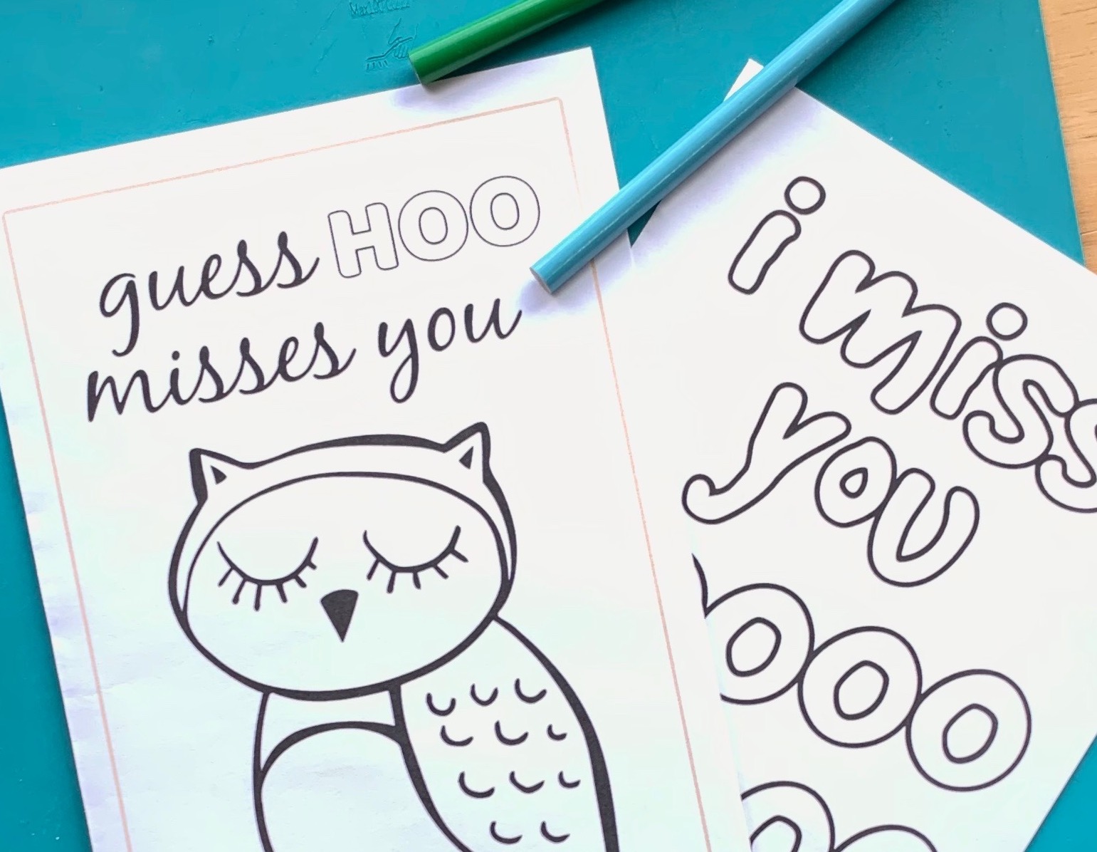 Free printable miss you cards to color