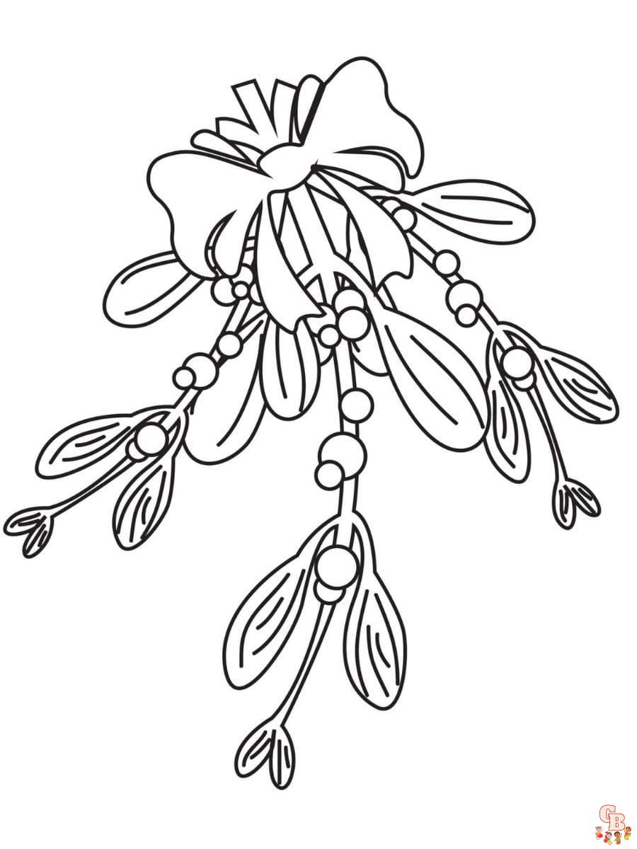 Printable mistletoe coloring pages free for kids and adults