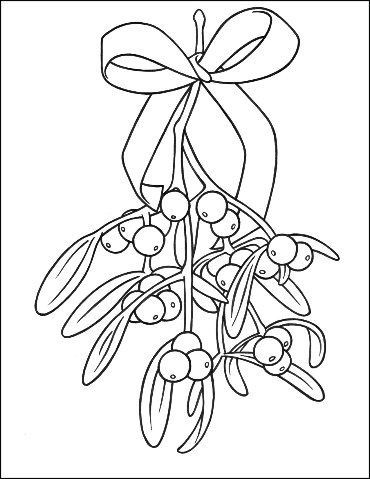 Mistletoe christmas coloring page