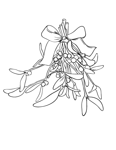 Free mistletoe coloring page
