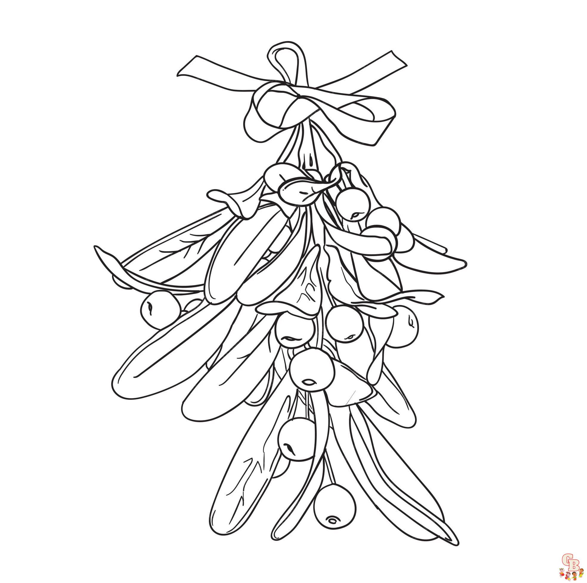 Printable mistletoe coloring pages free for kids and adults