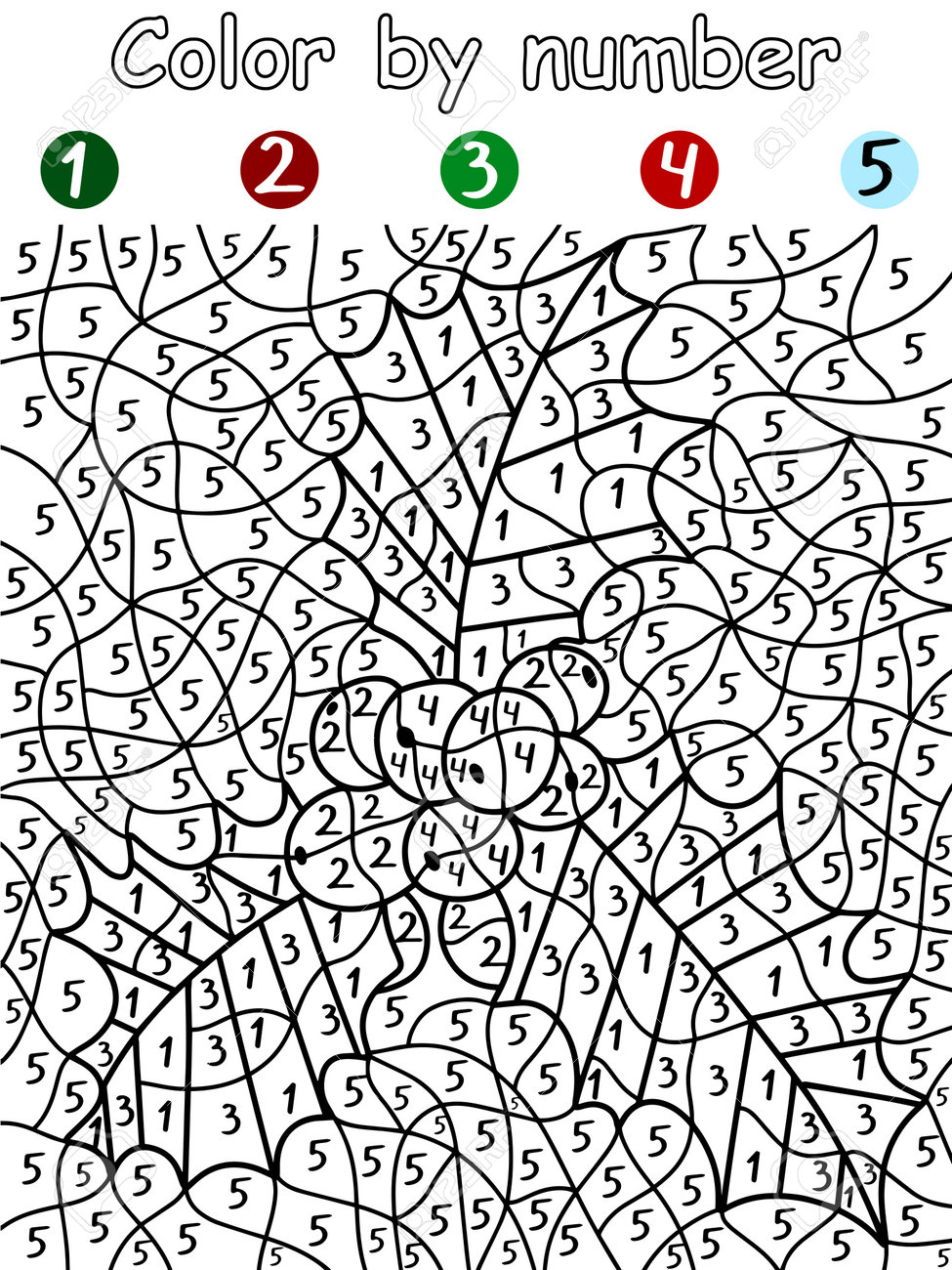Color by number activity page with mistletoe stock vector illustration funny educational christmas coloring page with numbers vertical printable worksheet with mistletoe and berries one of a series royalty free svg cliparts