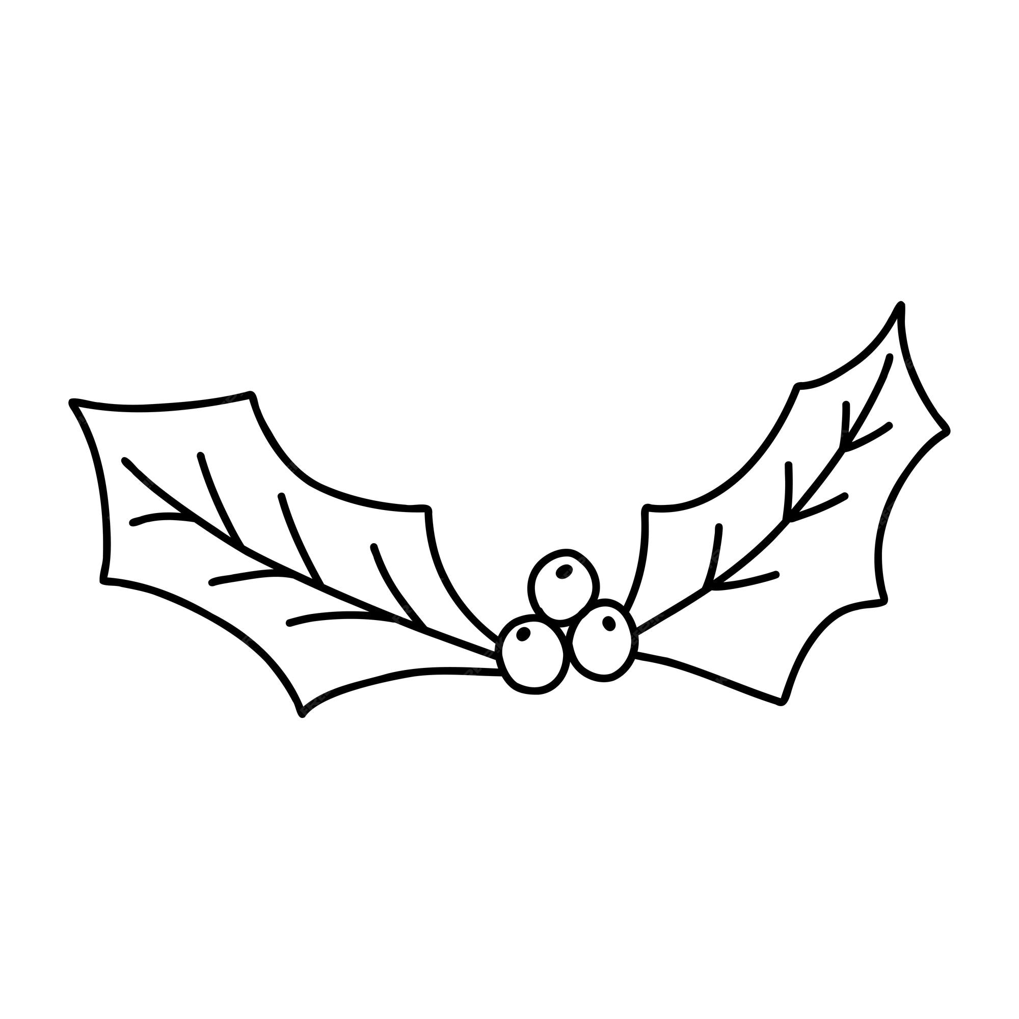 Premium vector doodle mistletoe leaf cartoon element vector sketch illustration black outline art for web design icon print coloring page