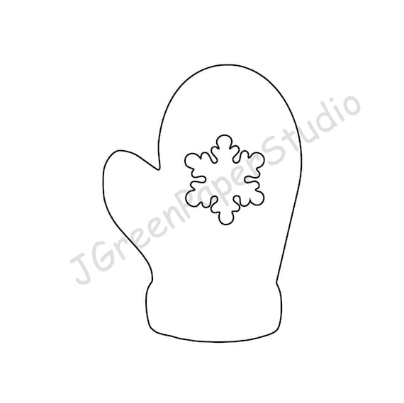 Digital download printable mitten with snowflake line art template christmas holiday winter coloring page stencil bulletin board diy craft download now