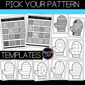Winter coloring pages doodle shape mitten made by creative clips