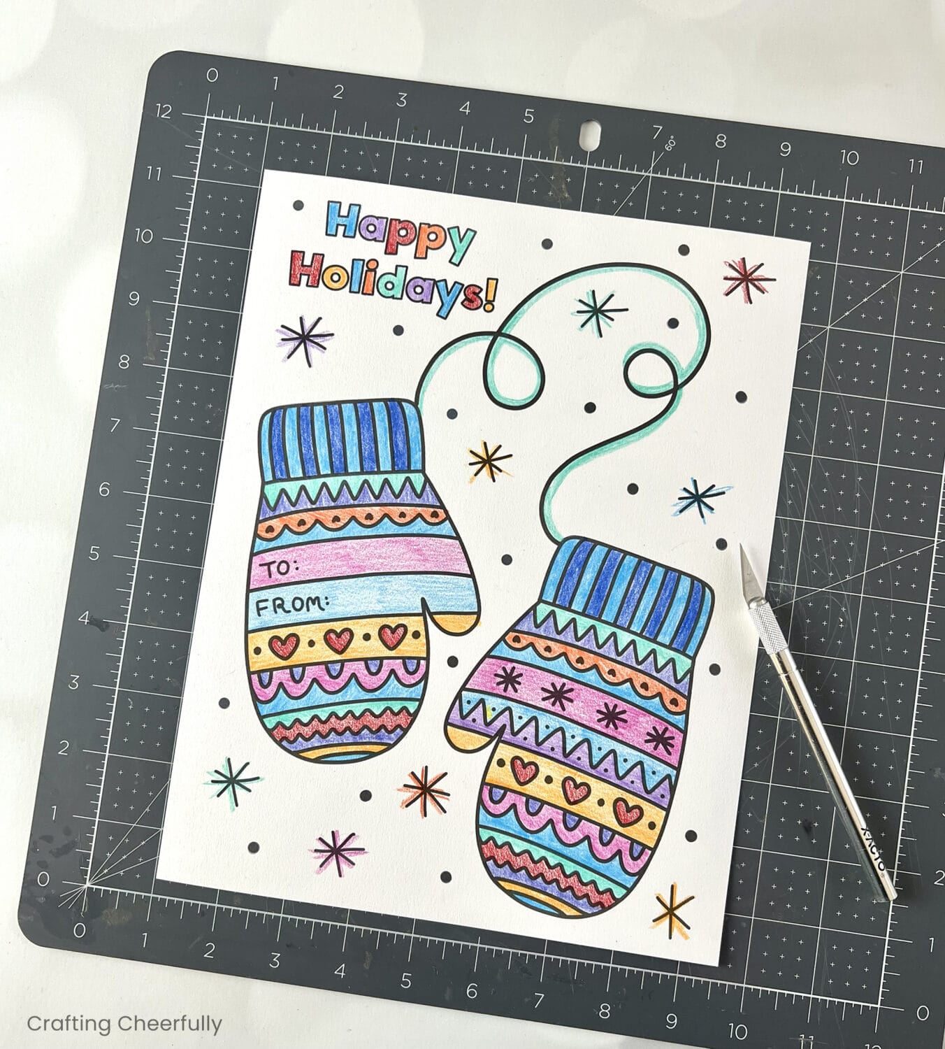 Mitten coloring page gift card holder
