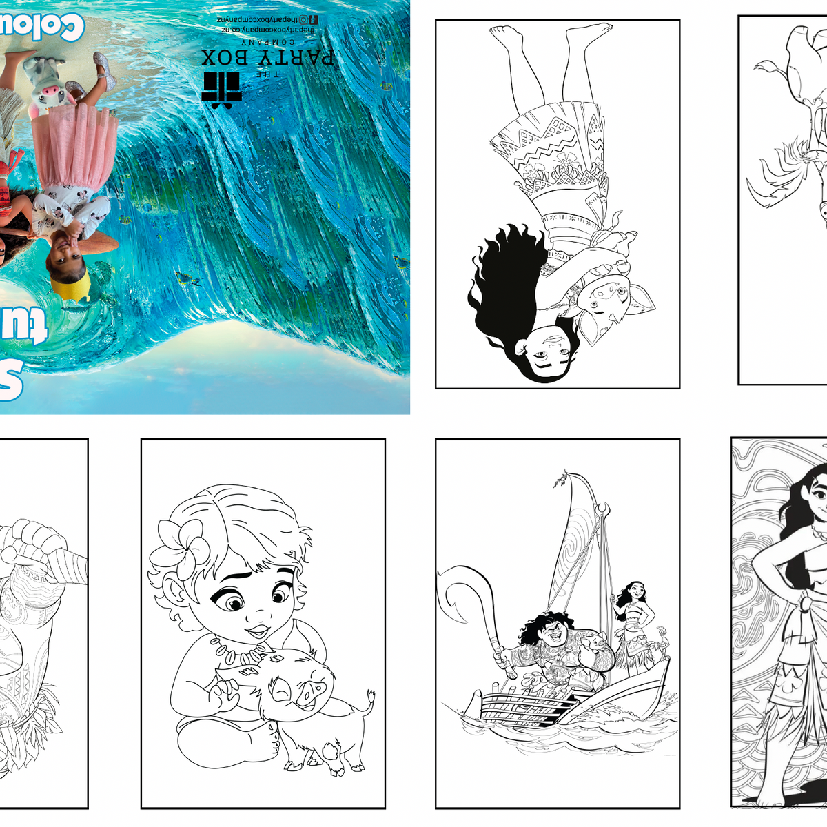 Moana mini louring books with pencils