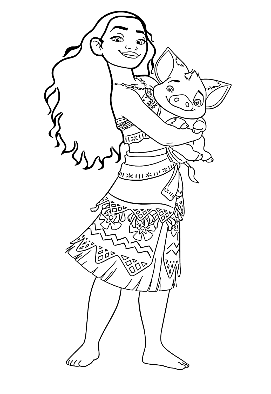 Free printable moana piglet coloring page for adults and kids