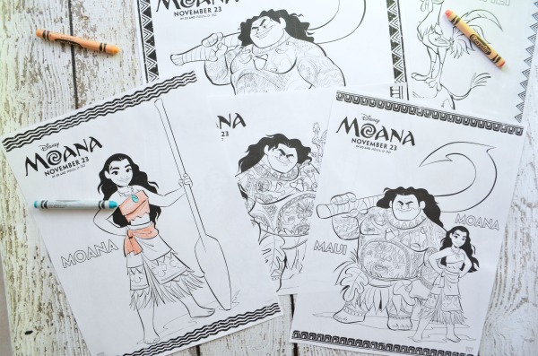 Moana printable coloring sheets and activities