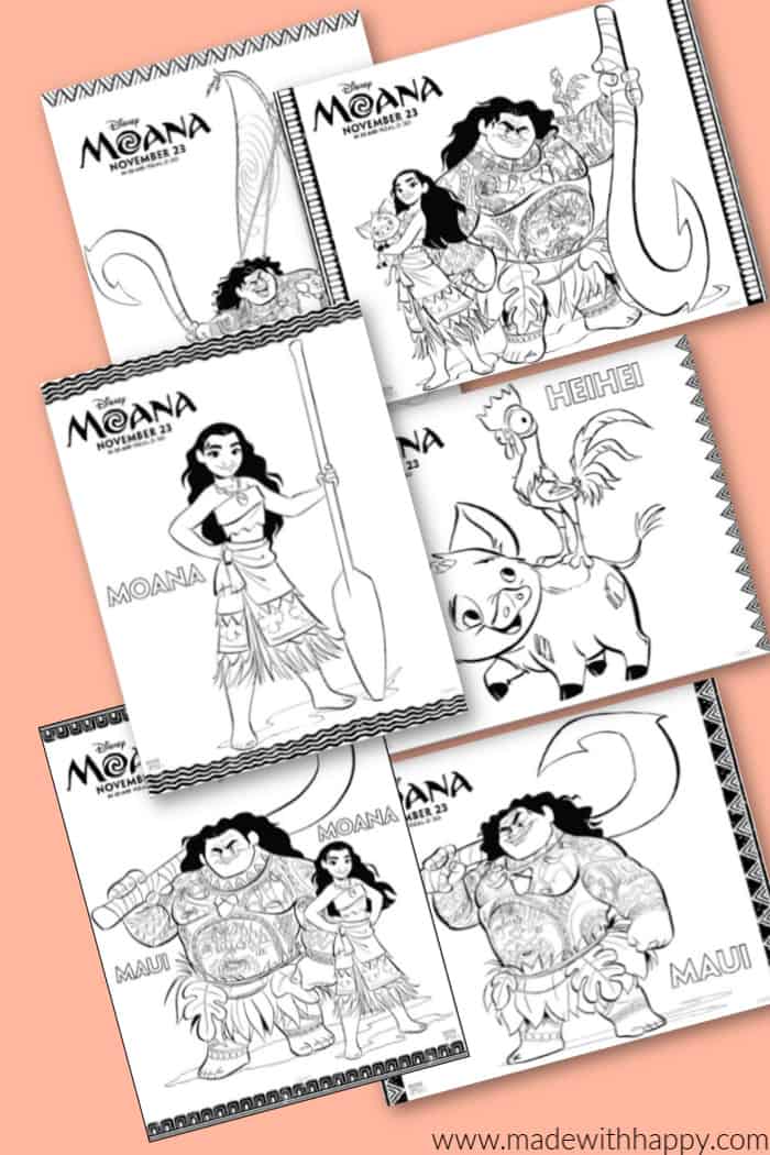 Disney moana coloring pages and activities sheets