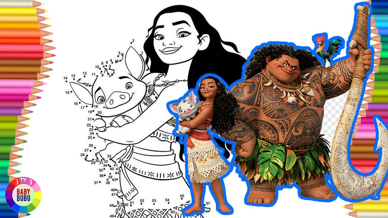 Disney princess moana drawing pages to coloring for kids moana craziest connect dot to dots puzzle