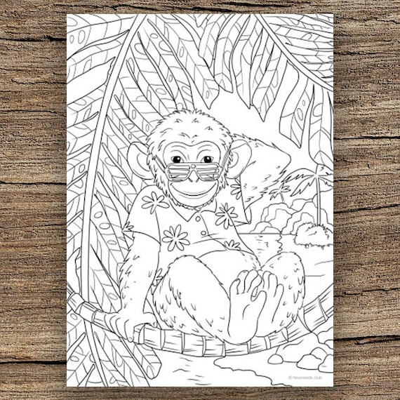 Monkey printable adult coloring page from favoreads coloring book pages for adults and kids coloring sheets colouring designs