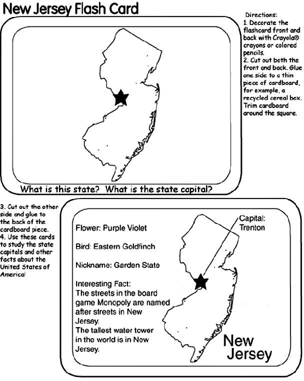 Us state flash cards