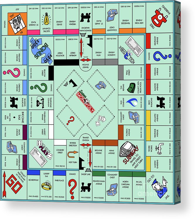 Monopoly board game acrylic print by doc braham