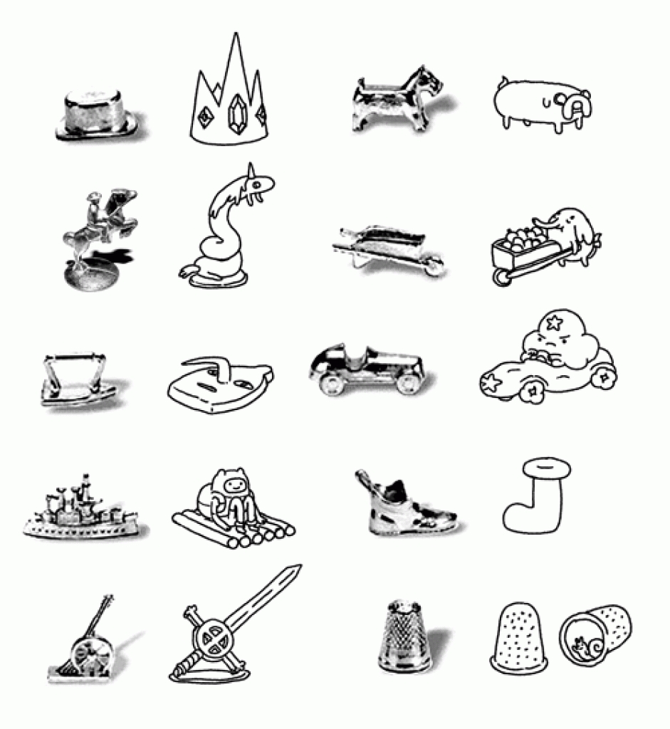 Monopoly game pieces clipart