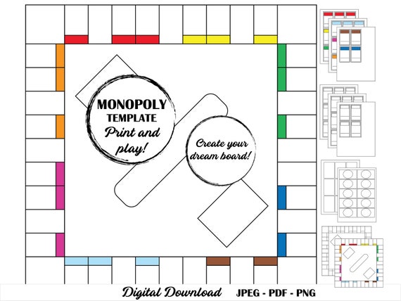 Monopoly board game template instant download