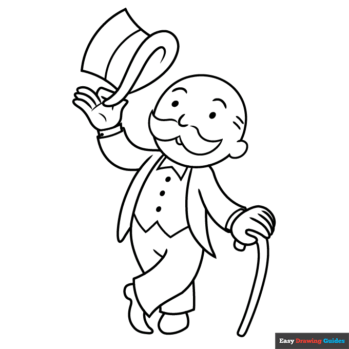 Monopoly man coloring page easy drawing guides