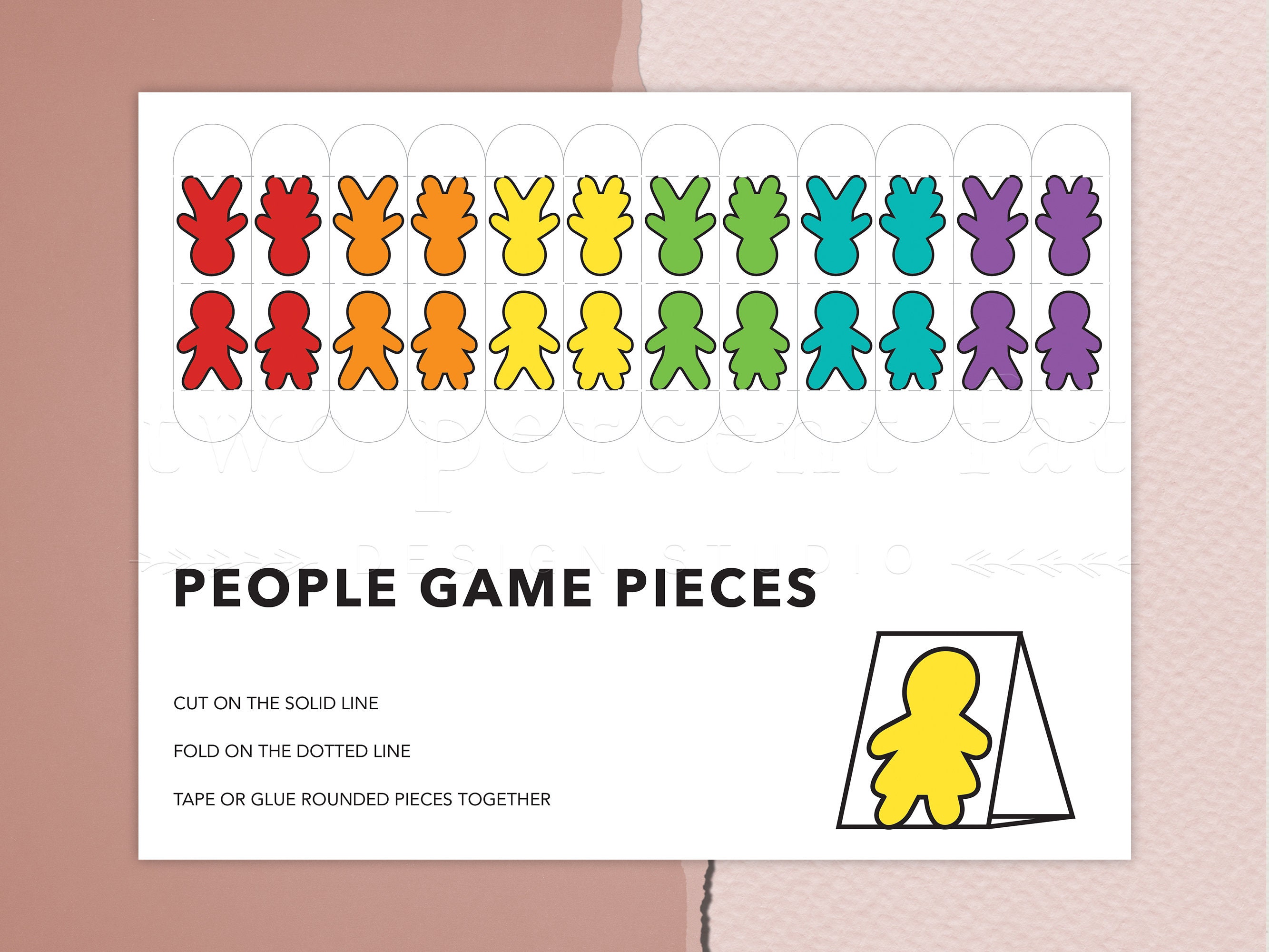 Printable game pieces board game pieces template board game pieces full color grey scale black white