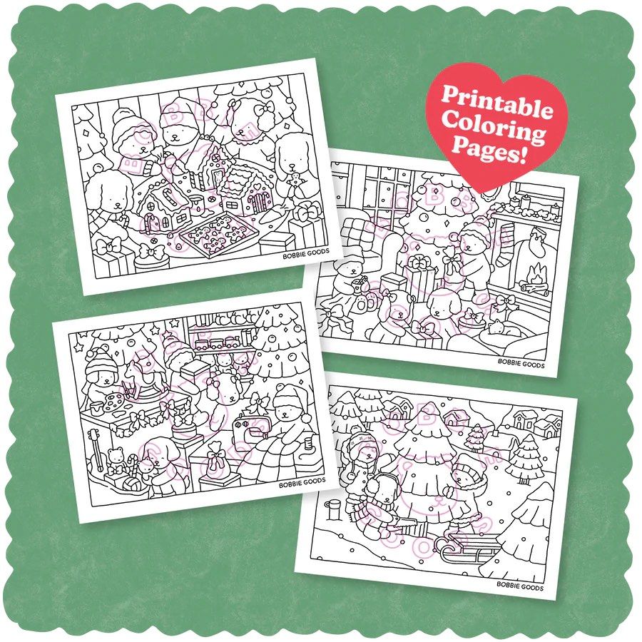 Bobbiegoods december christmas coloring pages digital downloads bobbie goods colouring pages hobbies toys stationery craft art prints on
