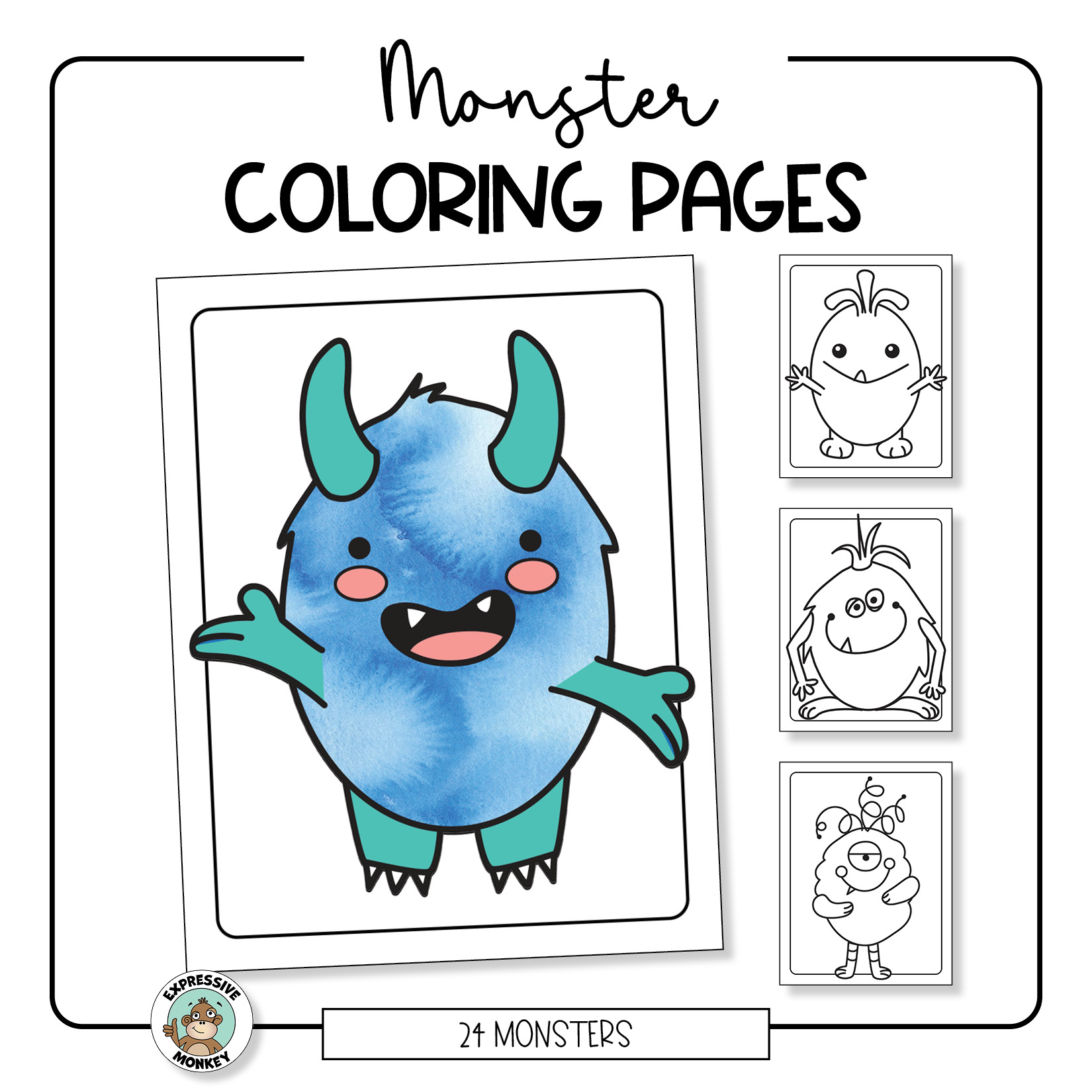Monster coloring pages â expressive monkey