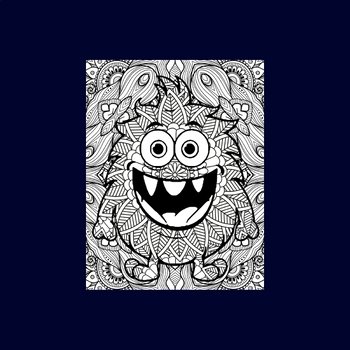 Printable fall monsters mandala coloring pages