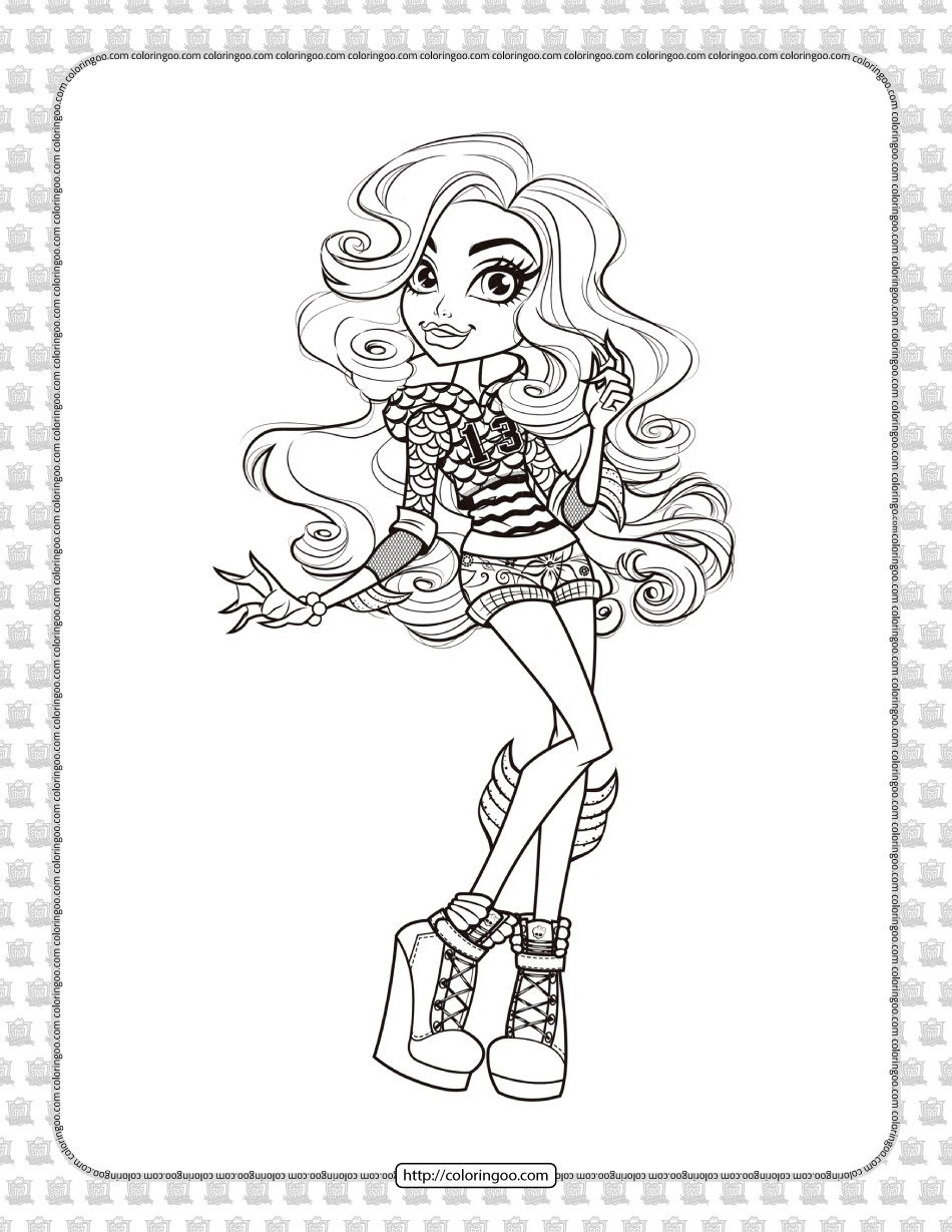Printable monster high lagoona blue coloring page coloring pages monster high lagoona blue