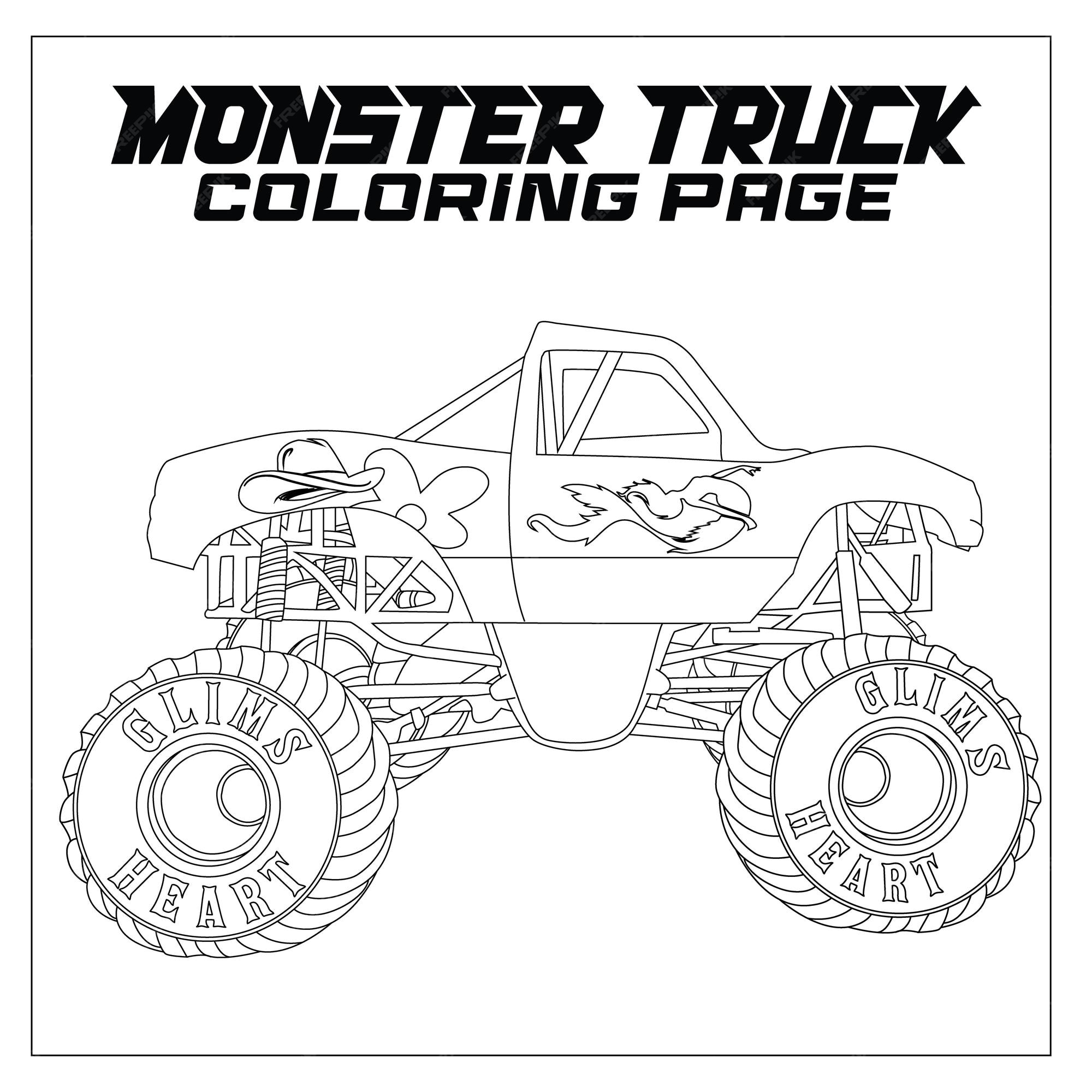 Premium vector monster truck coloring page for all ages