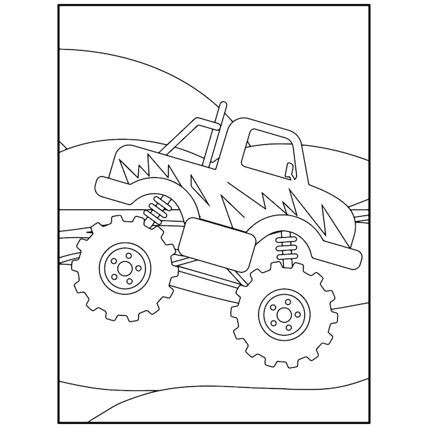 Premium vector printable monster truck coloring pages for kids premium vector