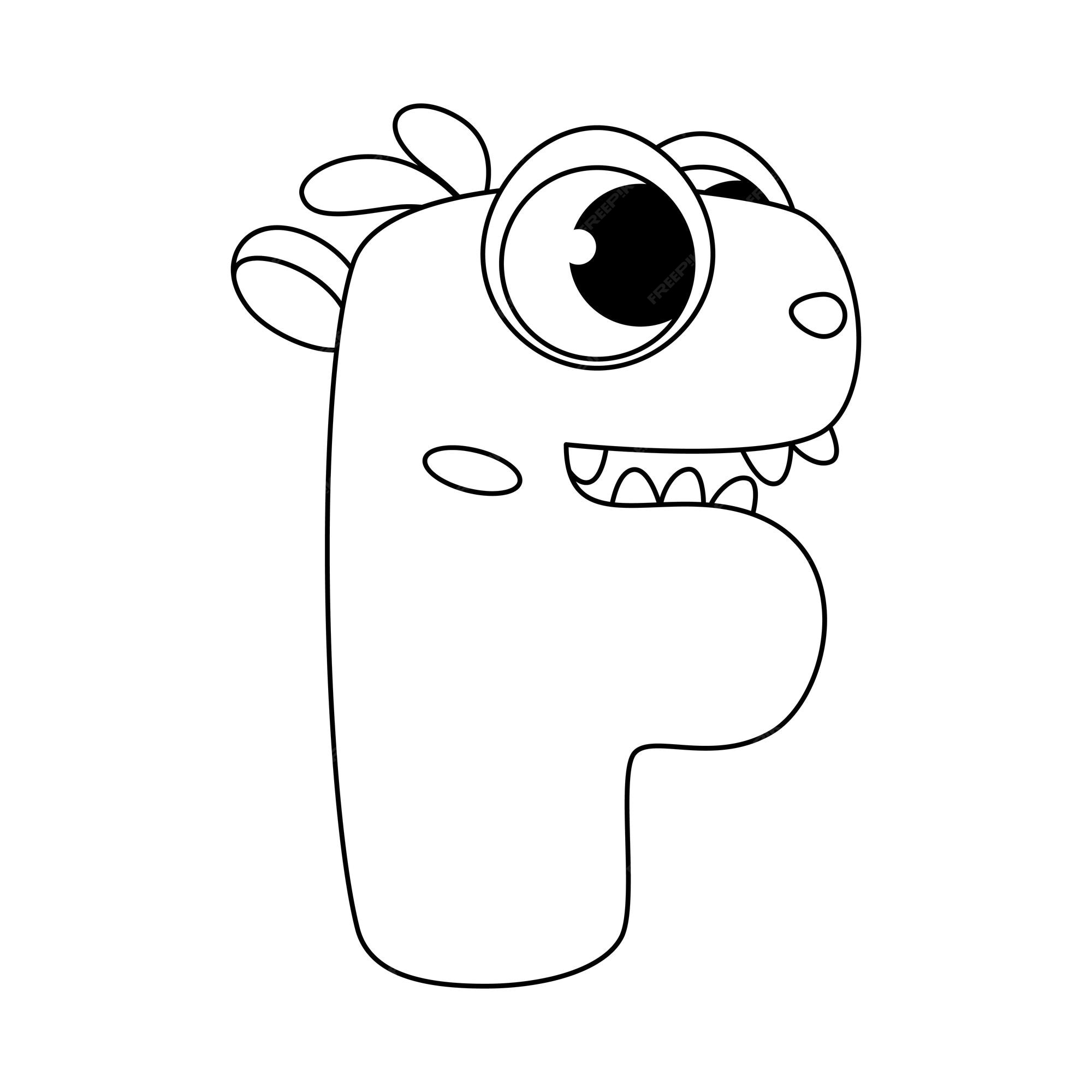 Premium vector monster alphabet coloring page book coloring page english alphabet for children with funny and sad monsters funny alphabet of cartoon characters vector font letters of ic monster creature faces