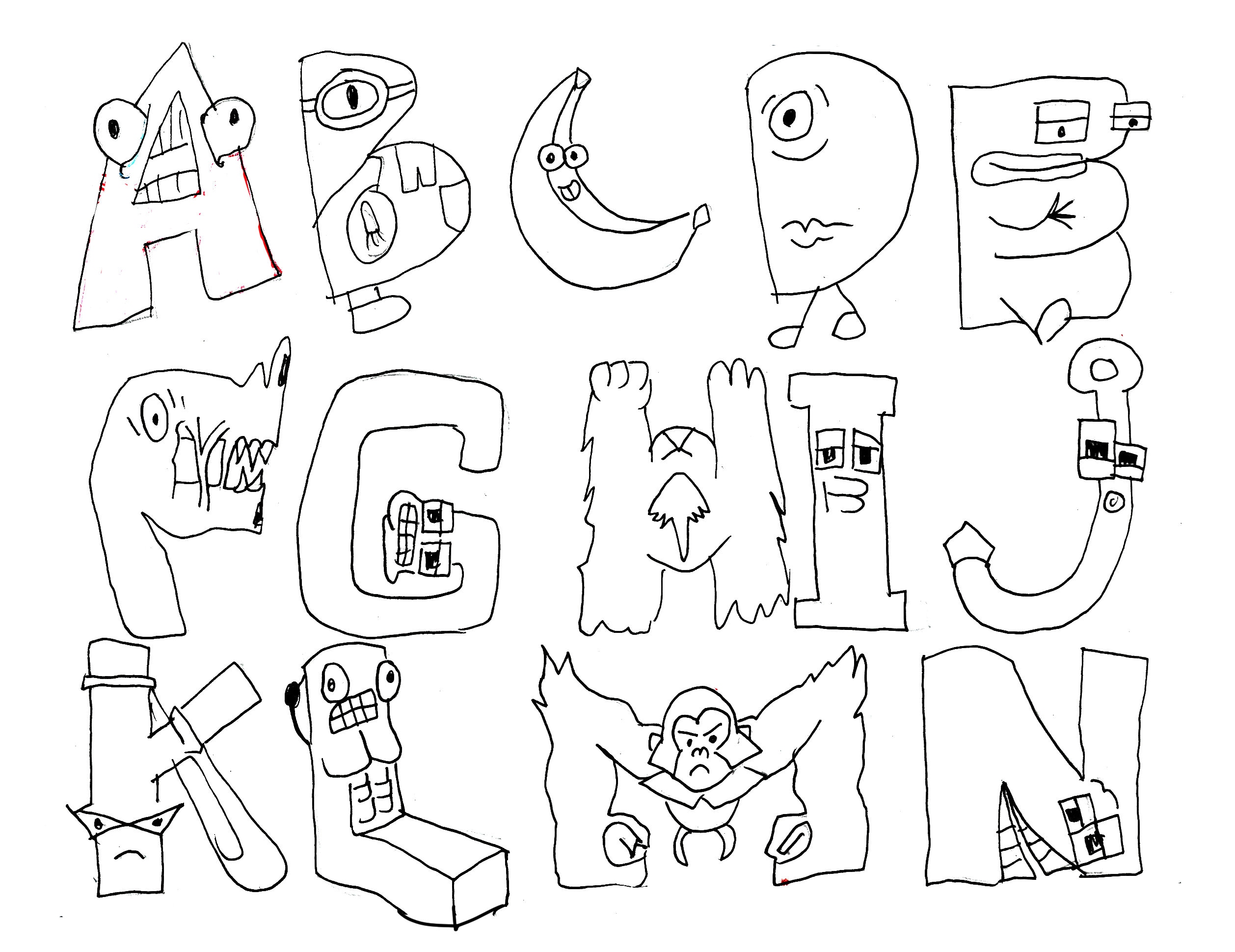 Alphabet lore monster letters fun drawing and coloring activity for kids