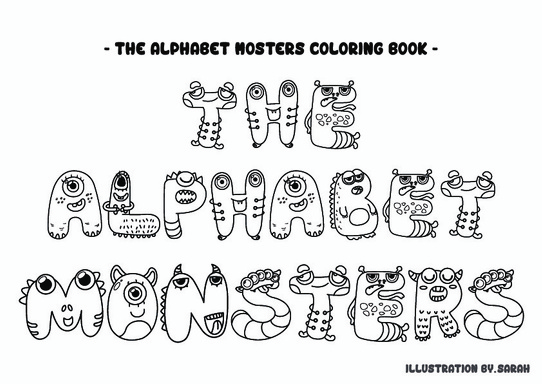 A printable coloring book with alphabet monsters