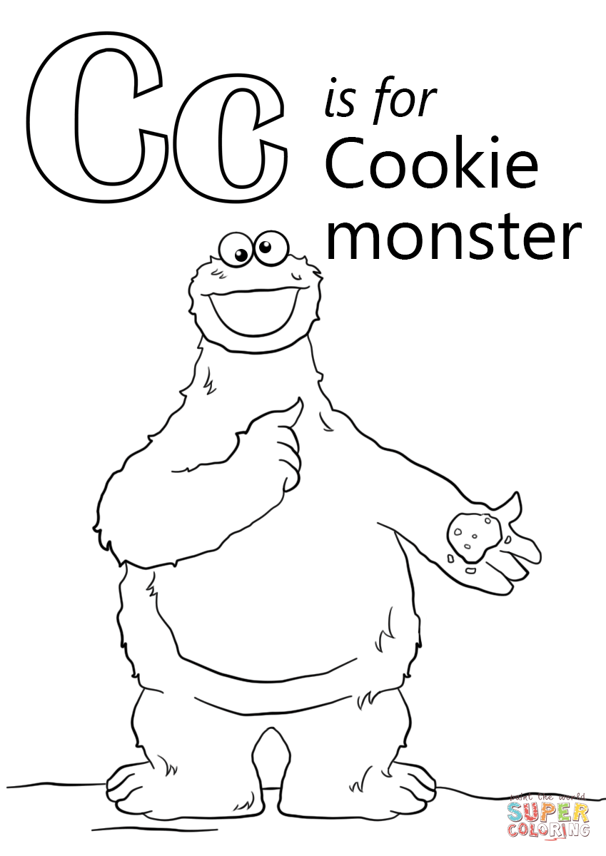 Letter c is for cookie monster coloring page free printable coloring pages