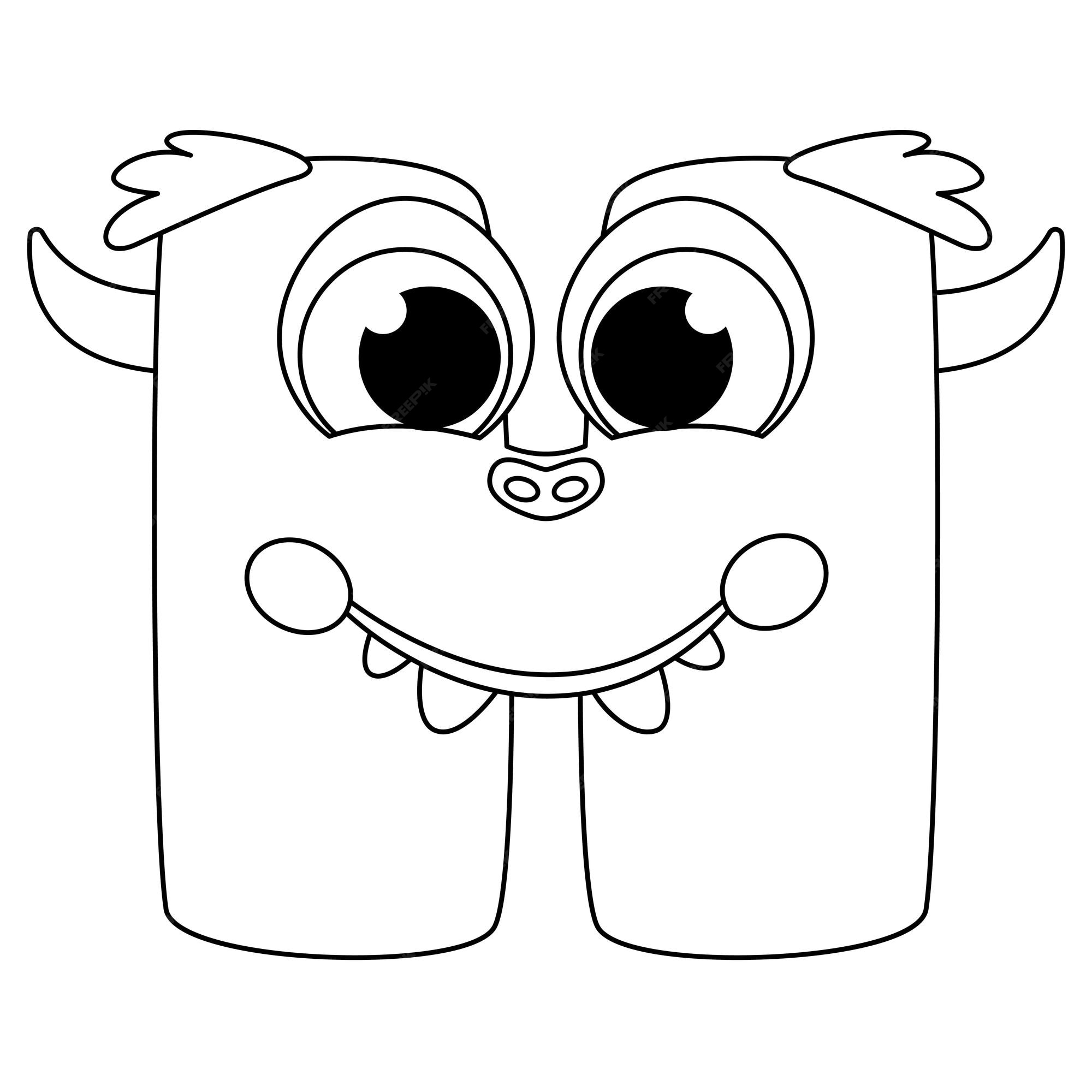 Premium vector monster alphabet coloring page book coloring page english alphabet for children with funny and sad monsters funny alphabet of cartoon characters vector font letters of ic monster creature faces