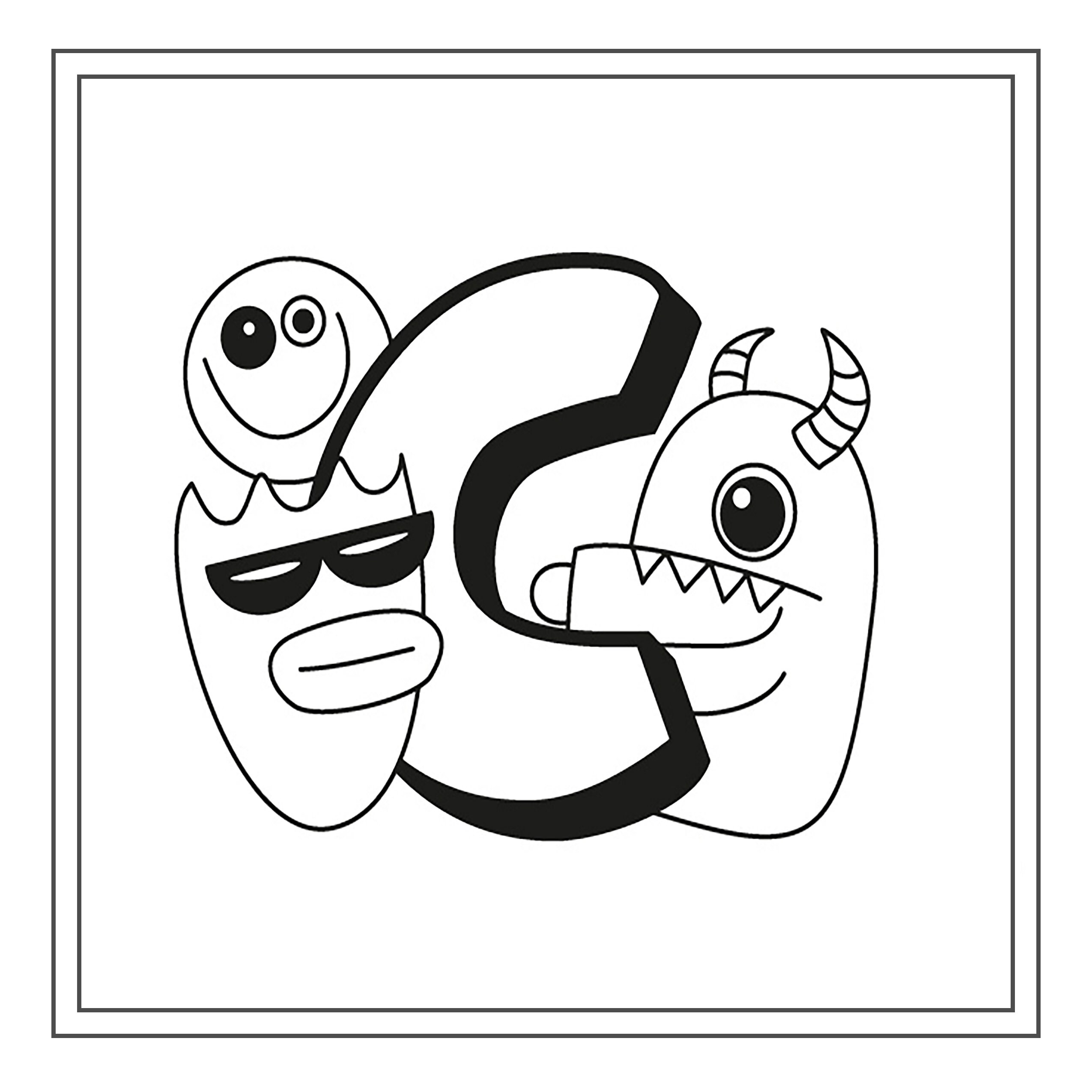 Alphabet monster coloring pages for kids printable coloring pages for children instant download