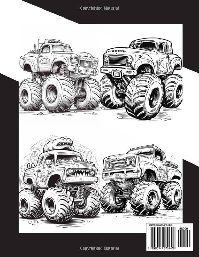 Monster truck coloring book for kids