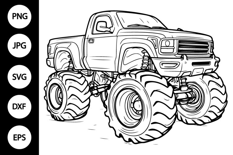 Outline monster truck svg coloring page