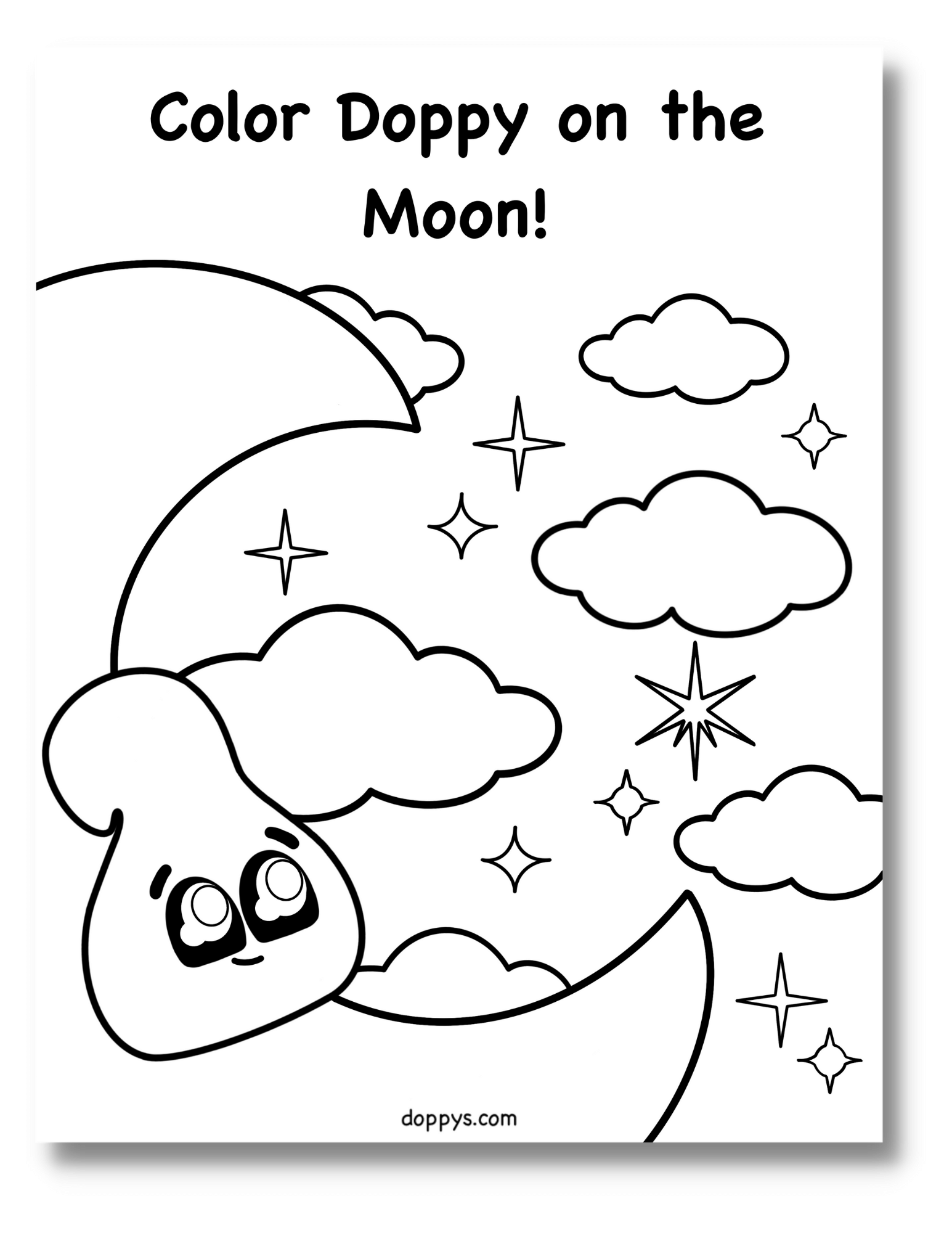 Coloring page for kids doppy on the moon â