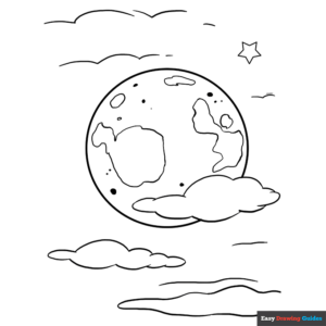 Moon coloring page easy drawing guides